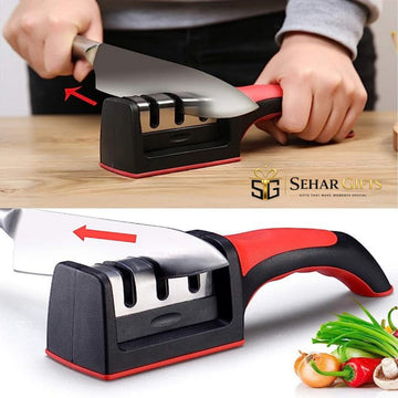 3-Stage Professional Knife Sharpener | Manual Kitchen Knife Sharpening Tool | SeharGifts