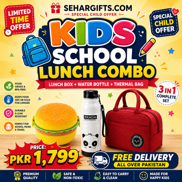 Kids School Lunch Combo – Lunch Box + Water Bottle + Thermal Bag | FREE Delivery