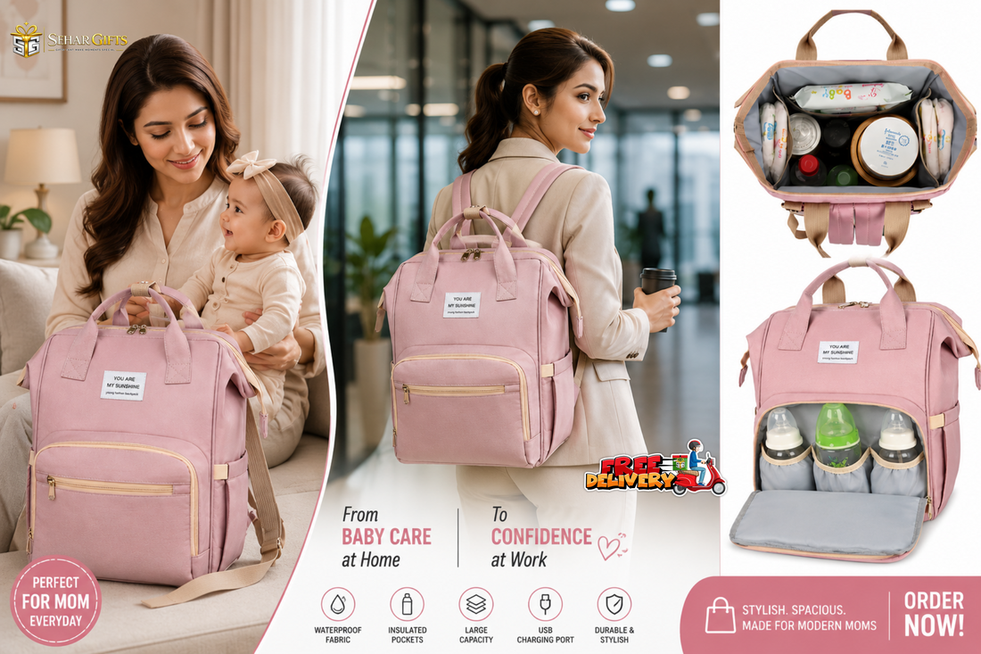 Large Capacity Waterproof Mummy Diaper Backpack | Baby Care &amp; Laptop Office Bag | Blue