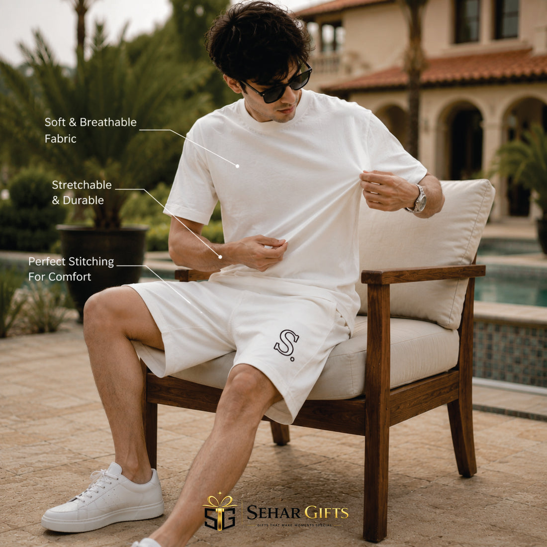 SeharGifts S. Premium White Co-Ord Set | Men's Imported Soft Fabric