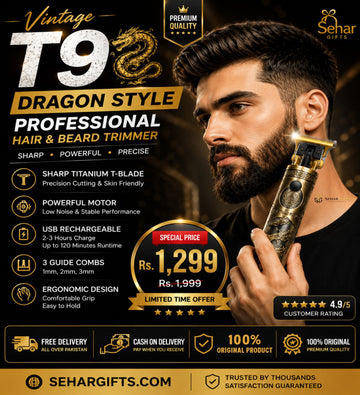 Vintage T9 Dragon Style Professional Hair & Beard Trimmer | USB Rechargeable